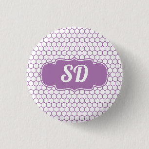 Light Purple Honeycomb Custom Monogram 3 Cm Round Badge