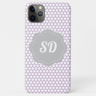 Light Purple Honeycomb Custom Monogram iPhone 11 Pro Max Case