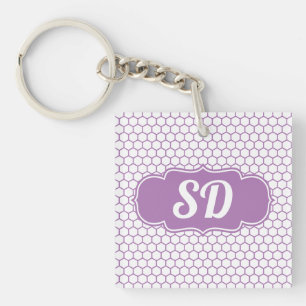 Light Purple Honeycomb Hexagon Pattern Custom Mono Key Ring