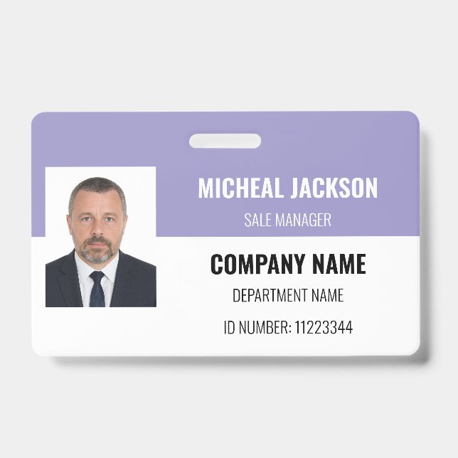 Light Purple Horizontal Corporate ID Badge  (Front)