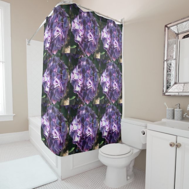 Light Purple Hydrangea Flower Shower Curtain (In Situ)