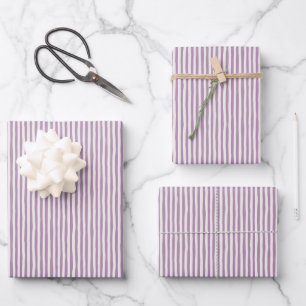 Light Purple & Ivory Wonky Stripes Wrapping Paper Sheet