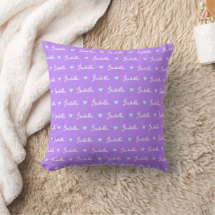 Light-purple kids pillow baby girl name with heart