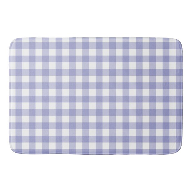Light Purple Lavender Gingham Buffalo Check Plaid Bath Mat (Front)