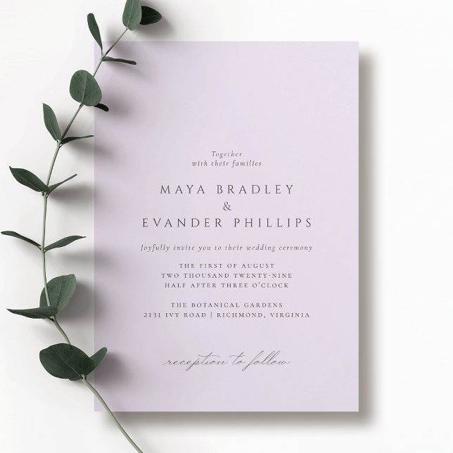Light Purple Lilac | Elegant Lavender Wedding Invitation (Creator Uploaded)