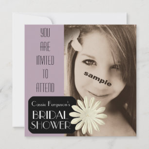 Light Purple Mauve Photo Bridal Shower Invitation