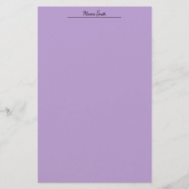 Light purple minimalist custom name stationery (Front)
