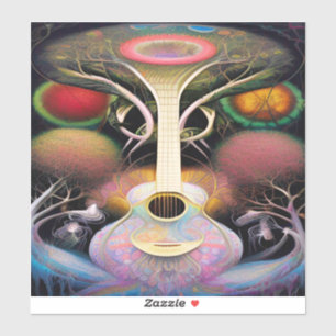 Light Purple Pink Acoustic Guitar Tree of Life