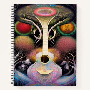 Light Purple Pink Acoustic Guitar Tree of Life     Notebook