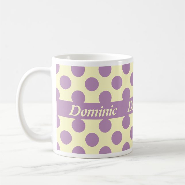 Light Purple Polka Dots Personalised Mugs (Left)