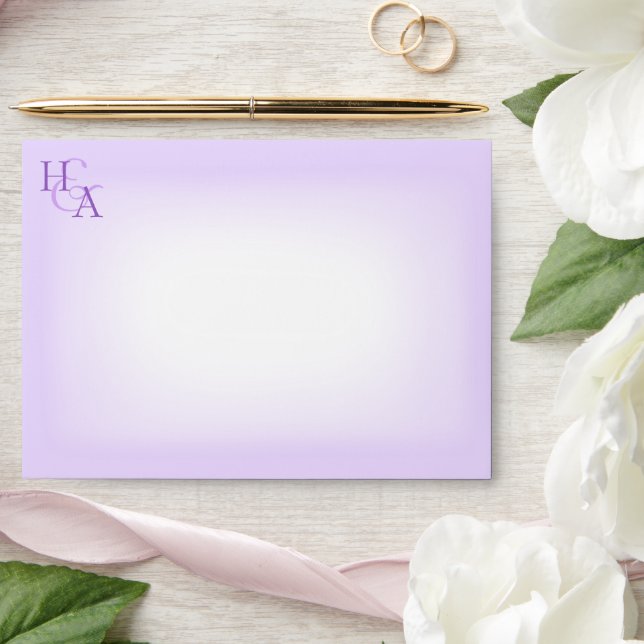 Light Purple Pre-addressed 5x7 Monogram Wedding Envelope (Wedding)