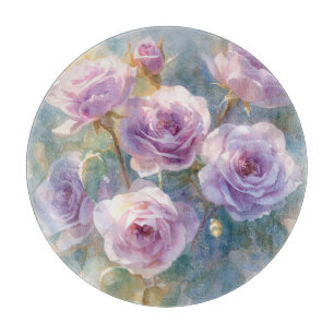 Light Purple Roses Impressionistic Flowers Cutting Board