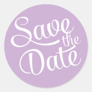 Light Purple Save the Date Classic Round Sticker