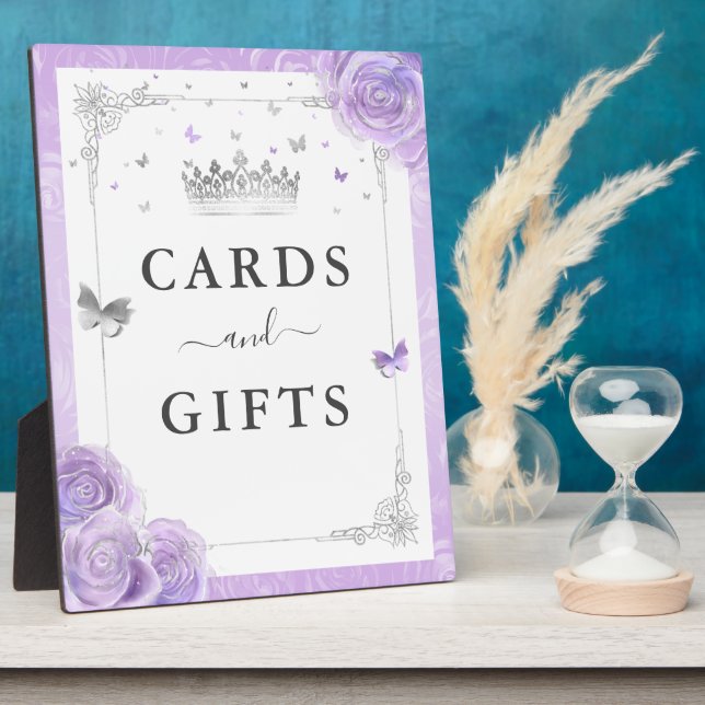 Light Purple Silver Crown Cards and Gifts Sign Plaque (Side)