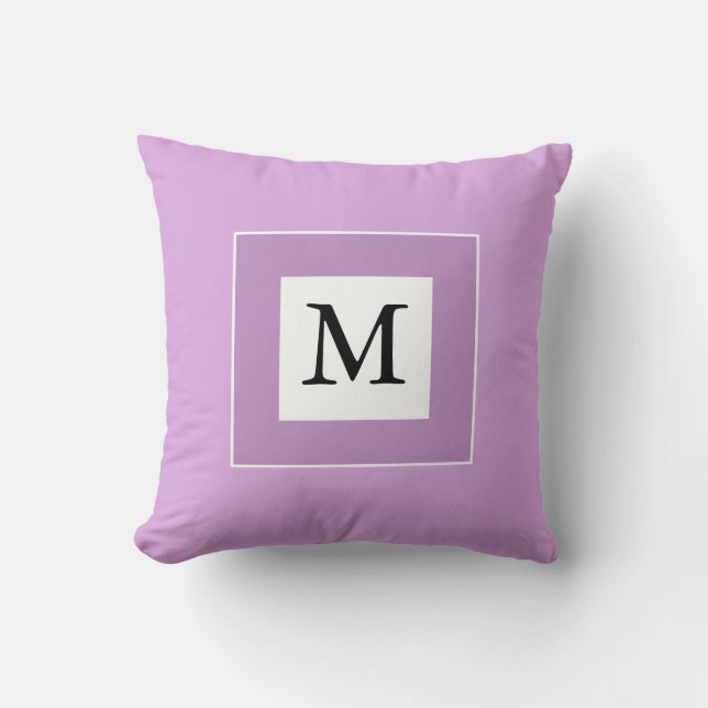 Light Purple Simple Custom Initial Cute Cushion (Front)