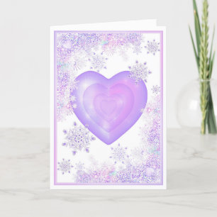 light purple snowflake & frosted heart blank card