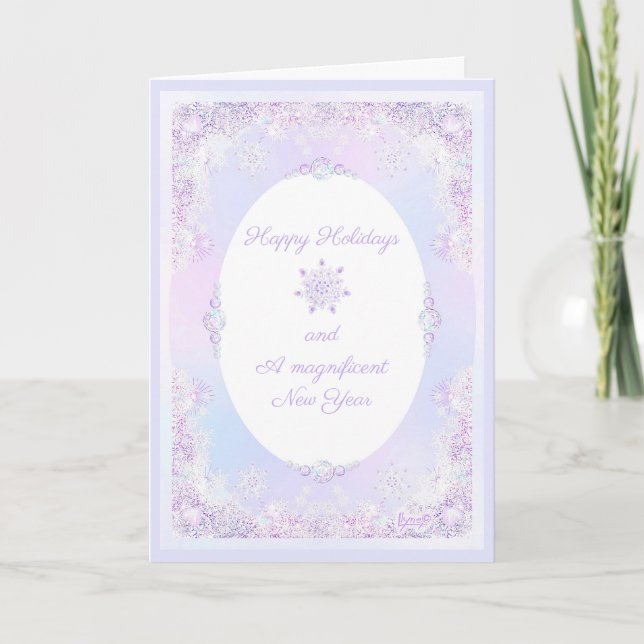 light purple snowflake & frosted heart card (Front)