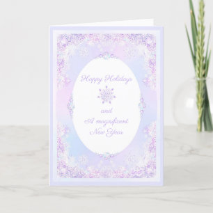 light purple snowflake & frosted heart card