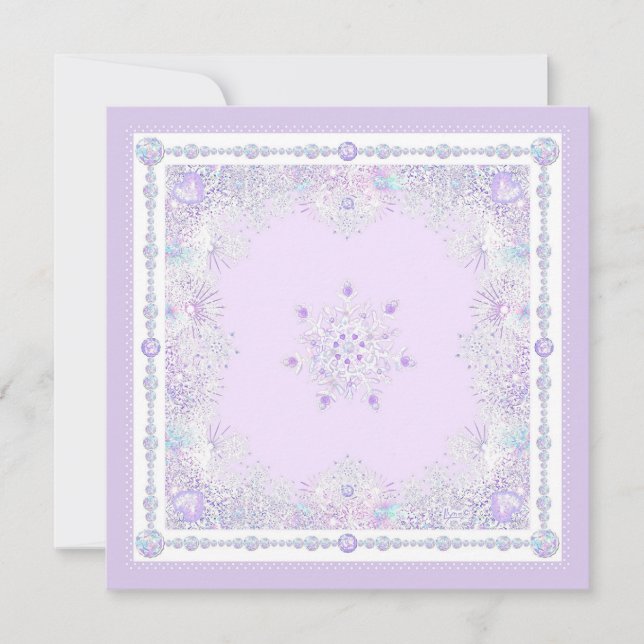 light purple snowflake & frosted heart card (Front)