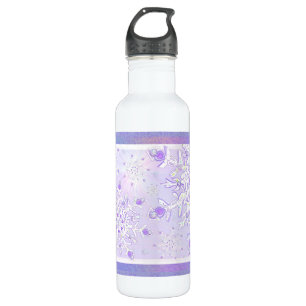 light purple snowflake & glittering heart 710 ml water bottle