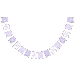 light purple snowflake & glittering heart bunting