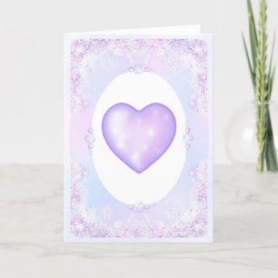 light purple snowflake & glittering heart card