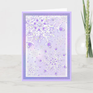 light purple snowflake & glittering heart card