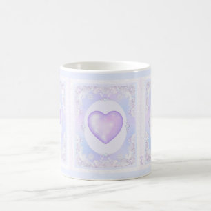 light purple snowflake & glittering heart coffee mug