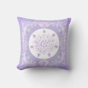 light purple snowflake & glittering heart cushion