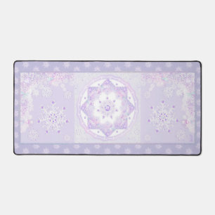 light purple snowflake & glittering heart desk mat