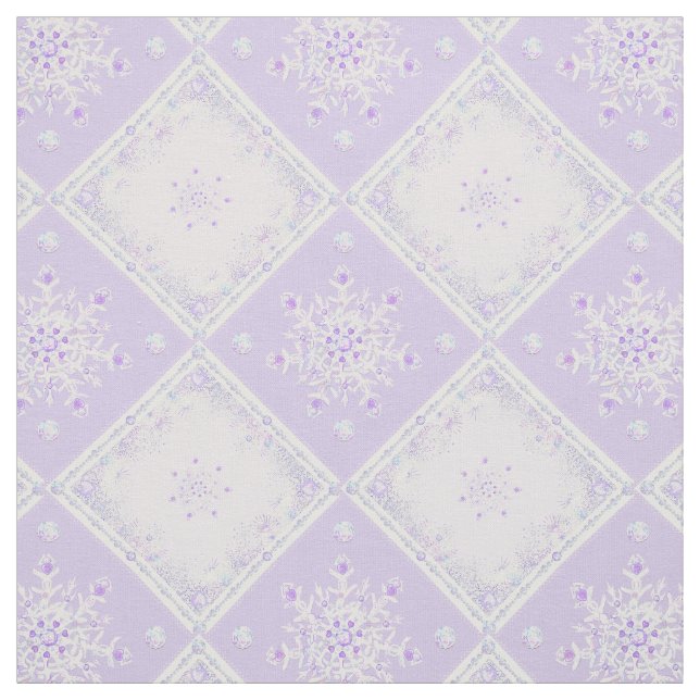 light purple snowflake & glittering heart fabric (Swatch)