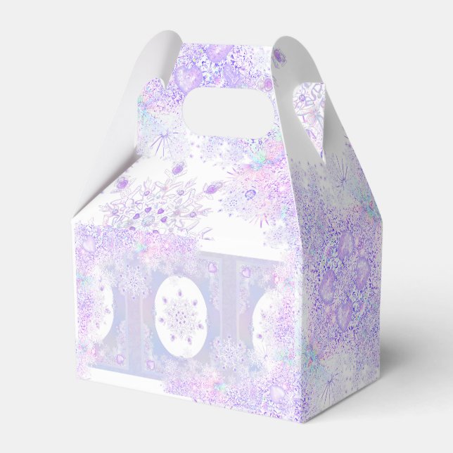 light purple snowflake & glittering heart favour box (Front Side)