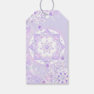 LIGHT PURPLE SNOWFLAKE & GLITTERING HEART GIFT TAGS