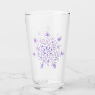 light purple snowflake & glittering heart glass