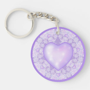 light purple snowflake & glittering heart key ring