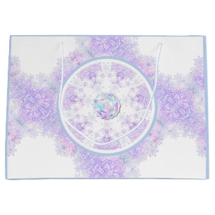 light purple snowflake & glittering heart large gift bag