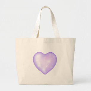 light purple snowflake & glittering heart large tote bag