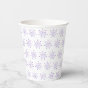light purple snowflake & glittering heart paper cups