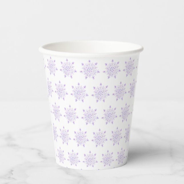 light purple snowflake & glittering heart paper cups (Front)