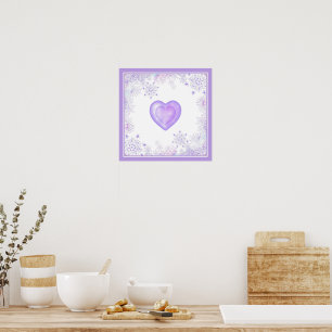 light purple snowflake & glittering heart poster