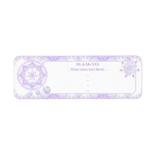LIGHT PURPLE SNOWFLAKE & GLITTERING HEART RETURN ADDRESS LABEL