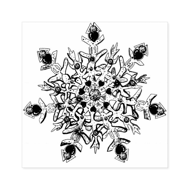 light purple snowflake & glittering heart rubber stamp (Imprint)