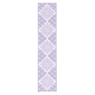 light purple snowflake & glittering heart short table runner