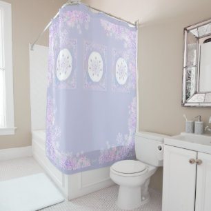 light purple snowflake & glittering heart shower curtain