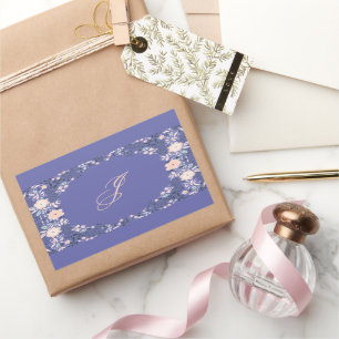Light Purple Soft Monogram Floral Personal Custom Rectangular Sticker