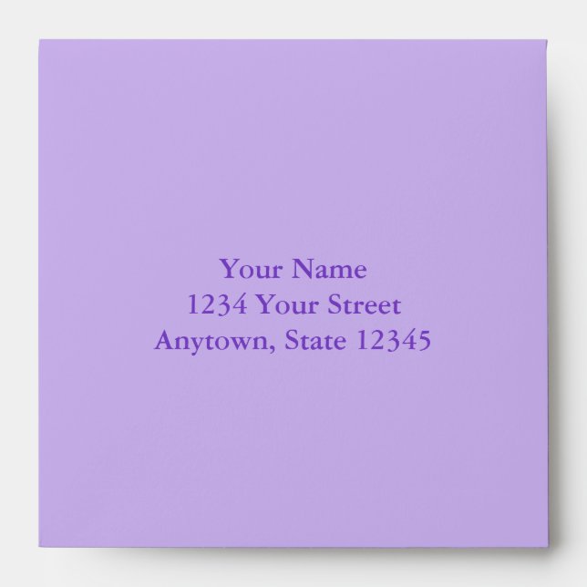 Light Purple Square Envelope with Custom Address (Front)