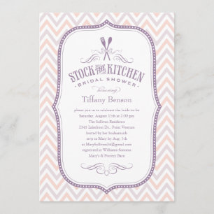 Light Purple Stripes Kitchen Shower Invitations
