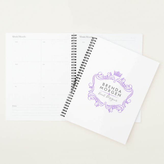 Light Purple Swirls & Crown Frame Planner (Display)