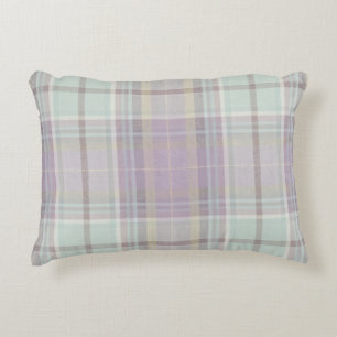 Light Purple Teal Plaid Tartan Pattern Decorative Cushion