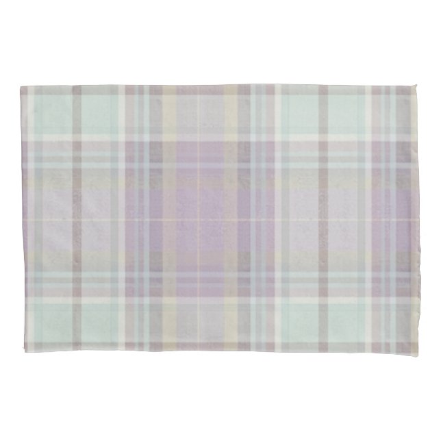 Light Purple Teal Plaid Tartan Pattern  Pillowcase (Front)